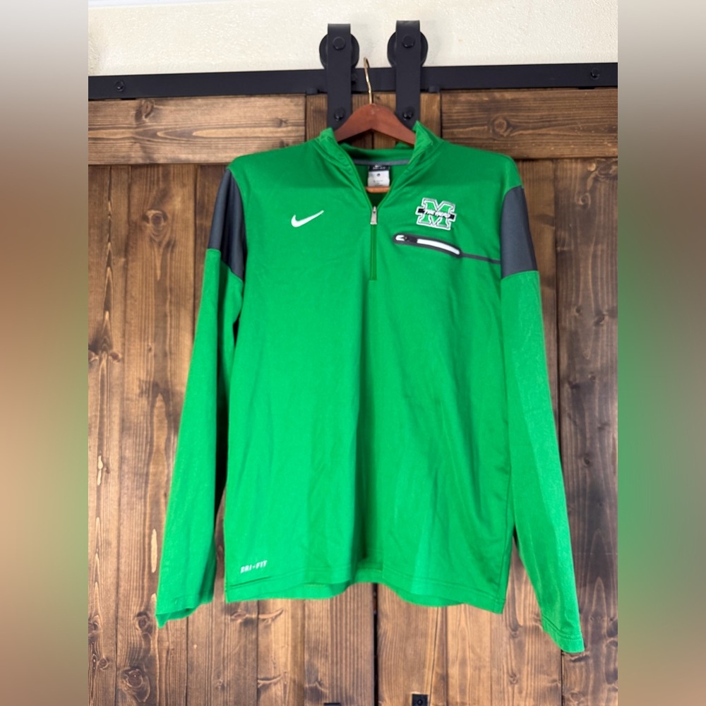 Nike Green and Gray Dri-FIT Pullover with Michigan the Herd